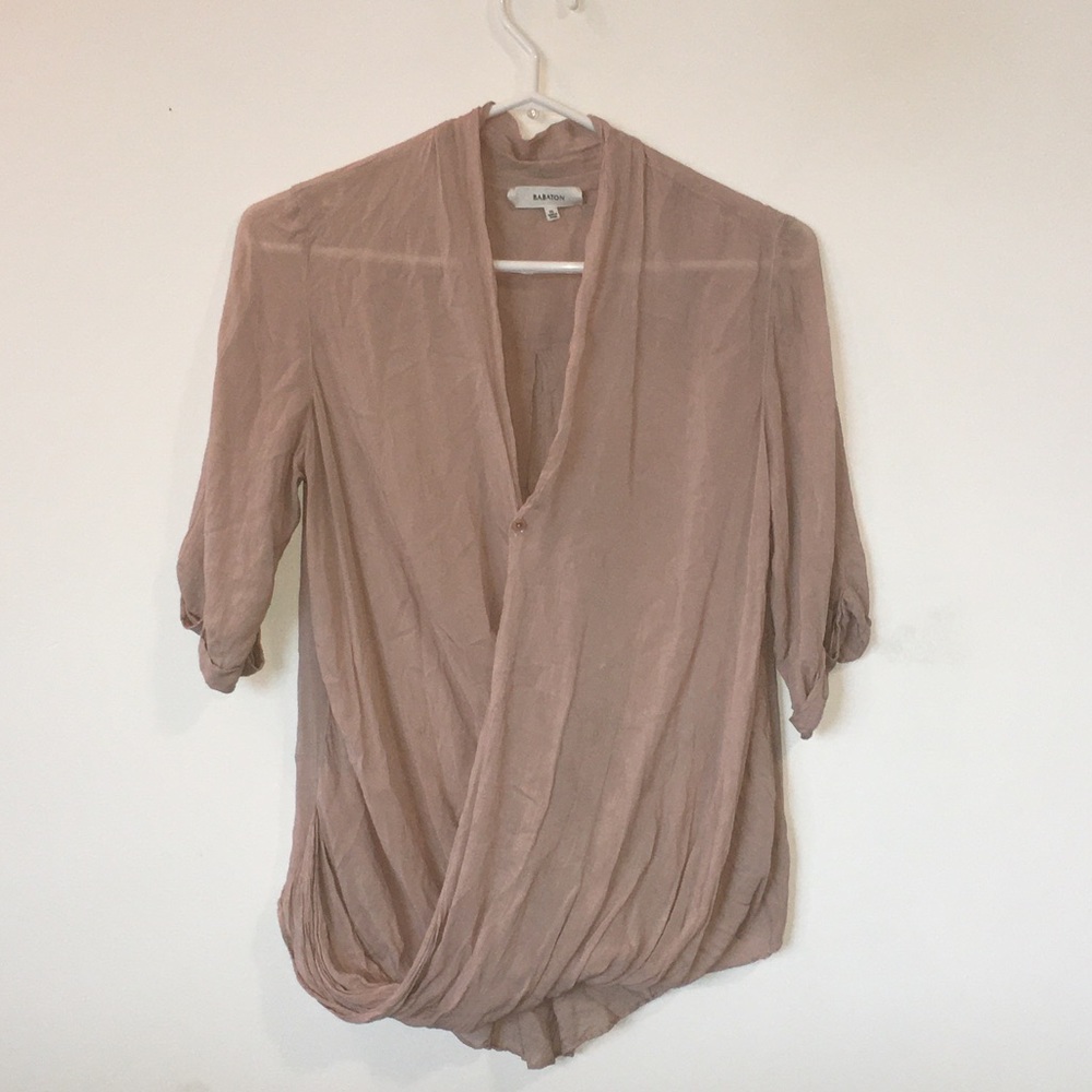 Taupe Aritzia Babaton Blouse